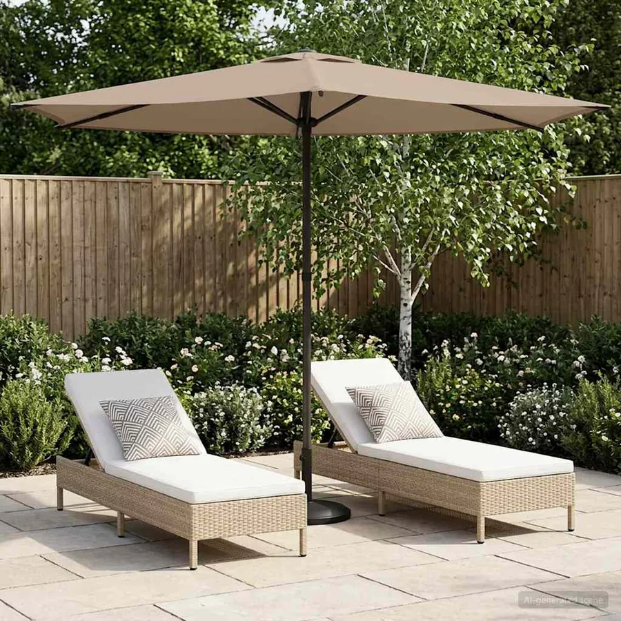 Parasol de jardin 270 x 270 cm Polyester Rectangulaire Taupe