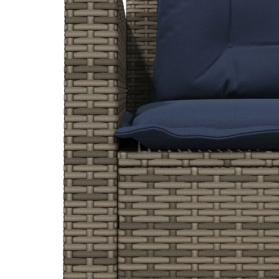 Canapé de jardin avec table et coussins en forme de L gris - 10