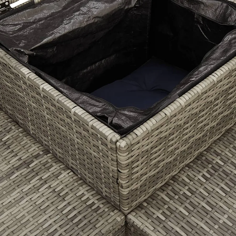 Canapé de jardin avec table et coussins en forme de L gris - 9