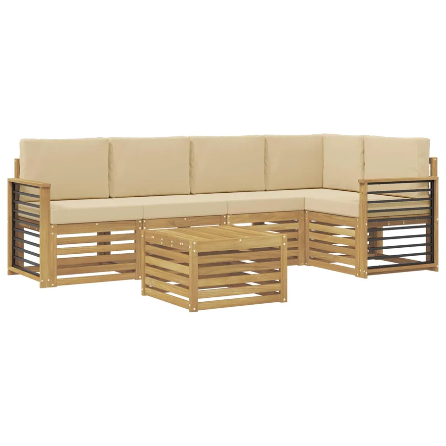 Ensemble de canapés d'extérieur 6 pcs Blanc et Beige - 2