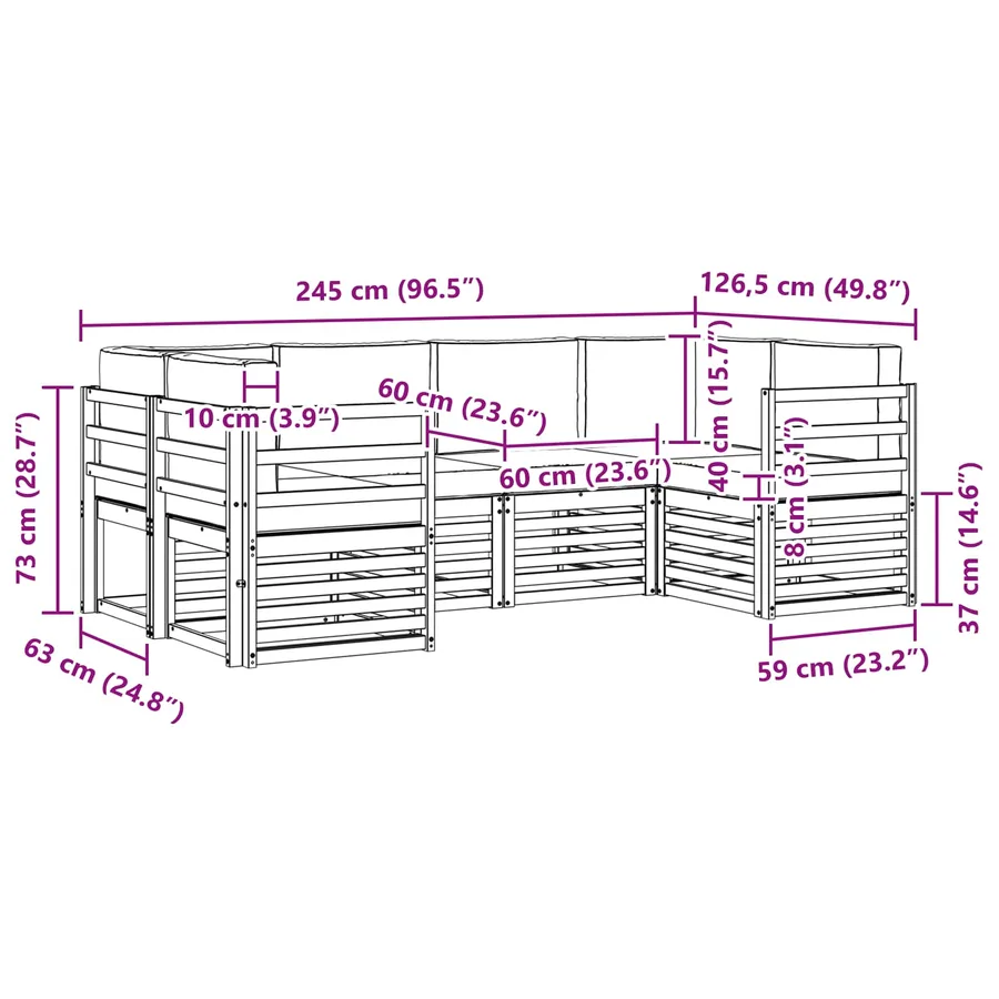 Ensemble de canapé d'angle 6 pcs Blanc et Beige - 7