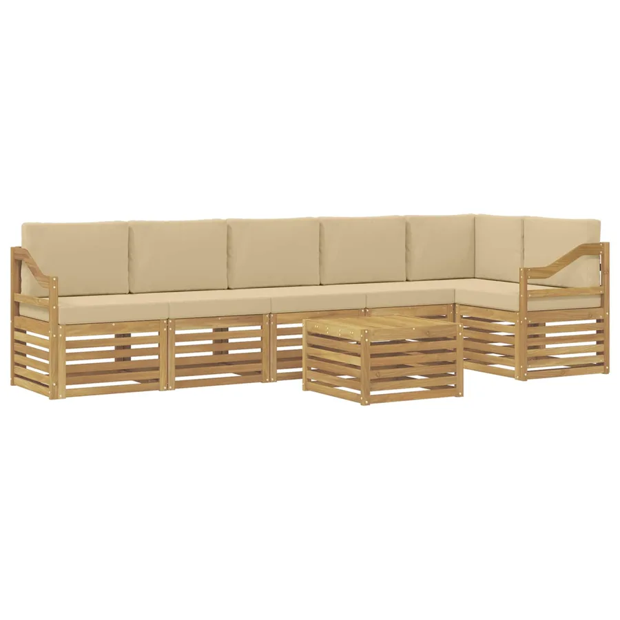 Ensemble de canapés d'extérieur 7 pcs Blanc et Beige - 2