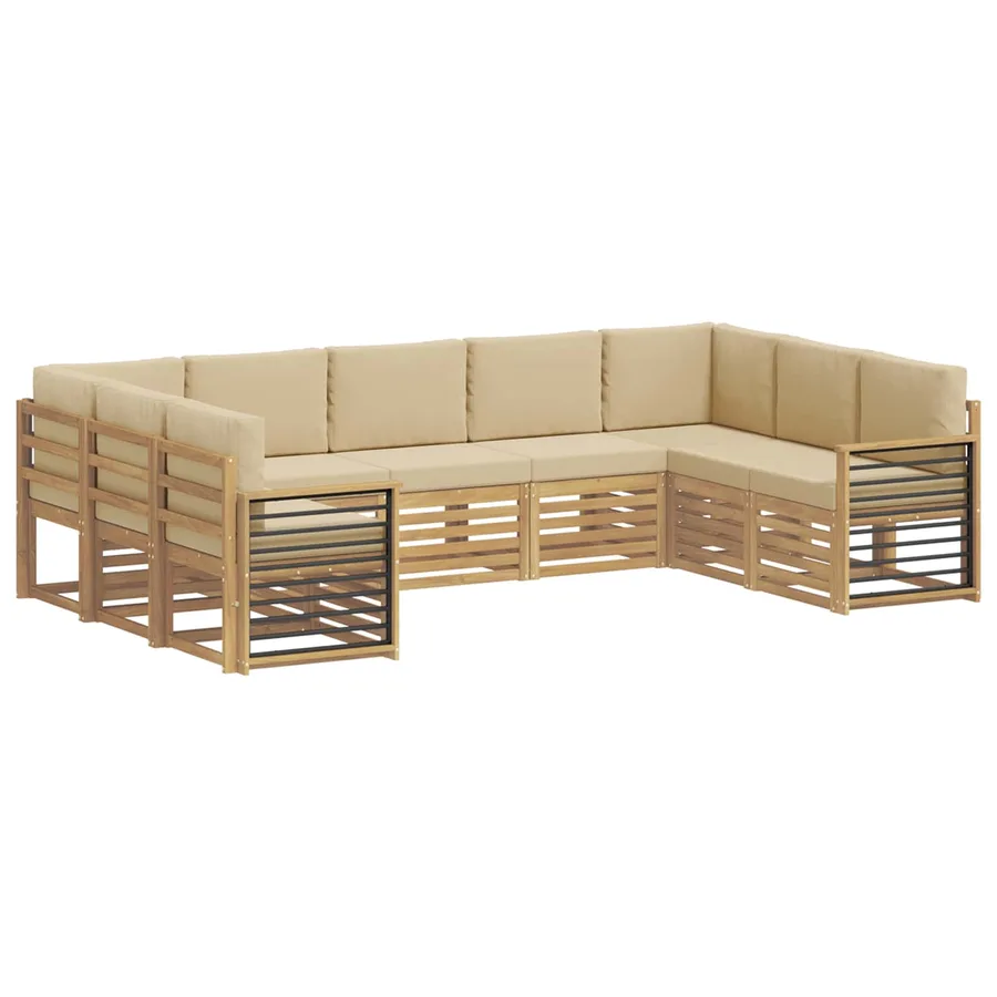 Ensemble de canapés d'extérieur 9 pcs Blanc et Beige - 2