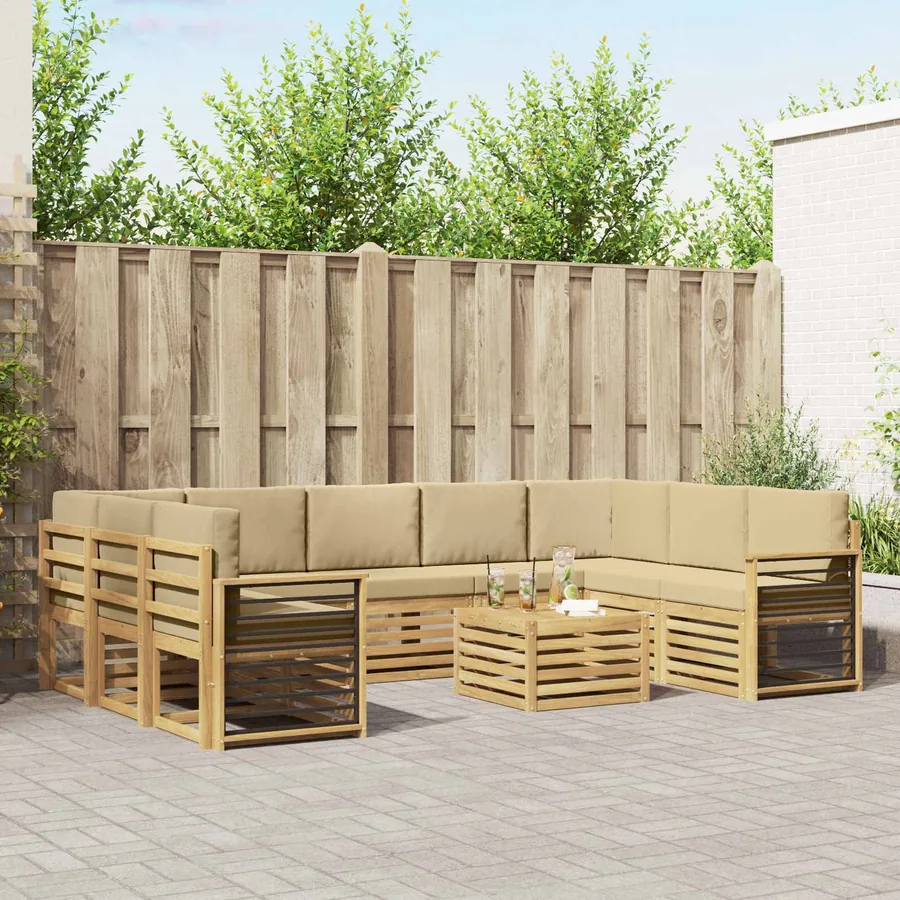 Ensembles de canapés 10 pcs Blanc et Beige 59 x 59 x 37 cm