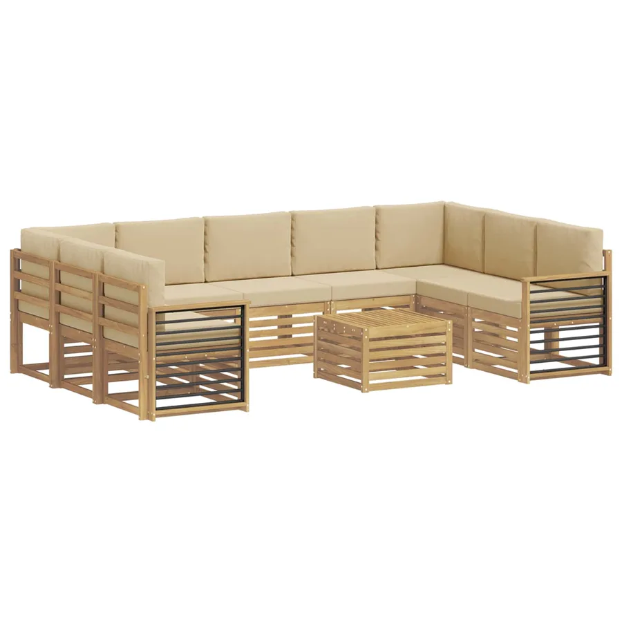 Ensembles de canapés 10 pcs Blanc et Beige 59 x 59 x 37 cm - 2