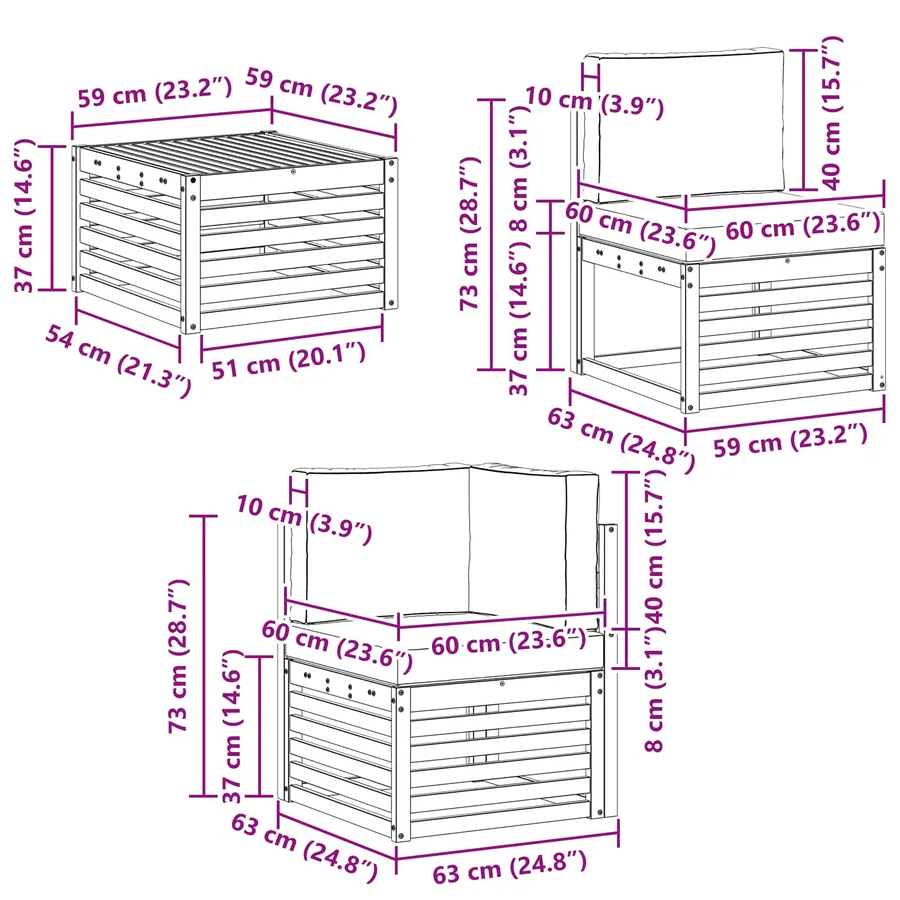 Ensemble de canapés d'extérieur 8 pcs Blanc et Beige Polyester - 8