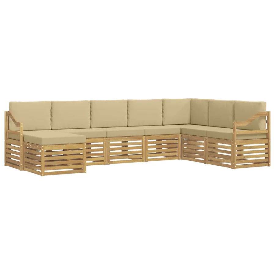 Ensemble de canapés d'extérieur 8 pcs Blanc et Beige - 2