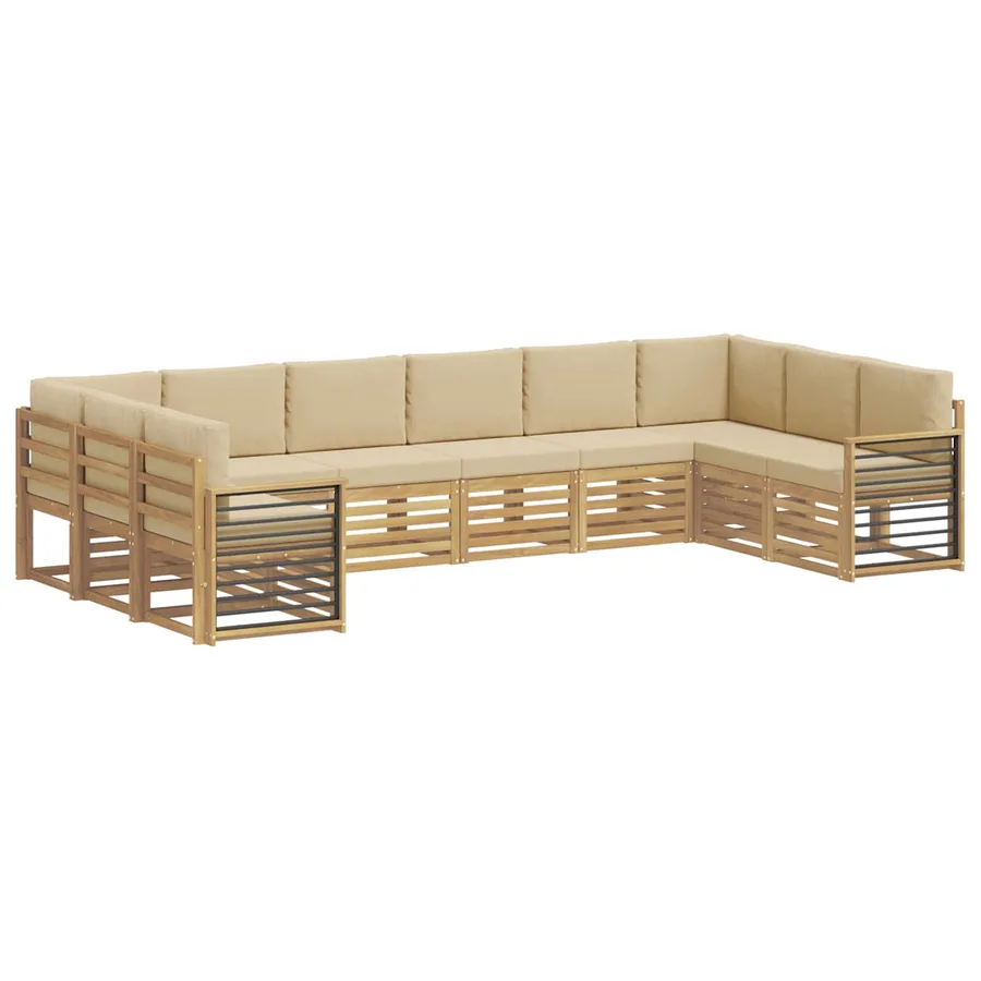 Ensemble de canapé d'angle 10 pcs Blanc et Beige - 2