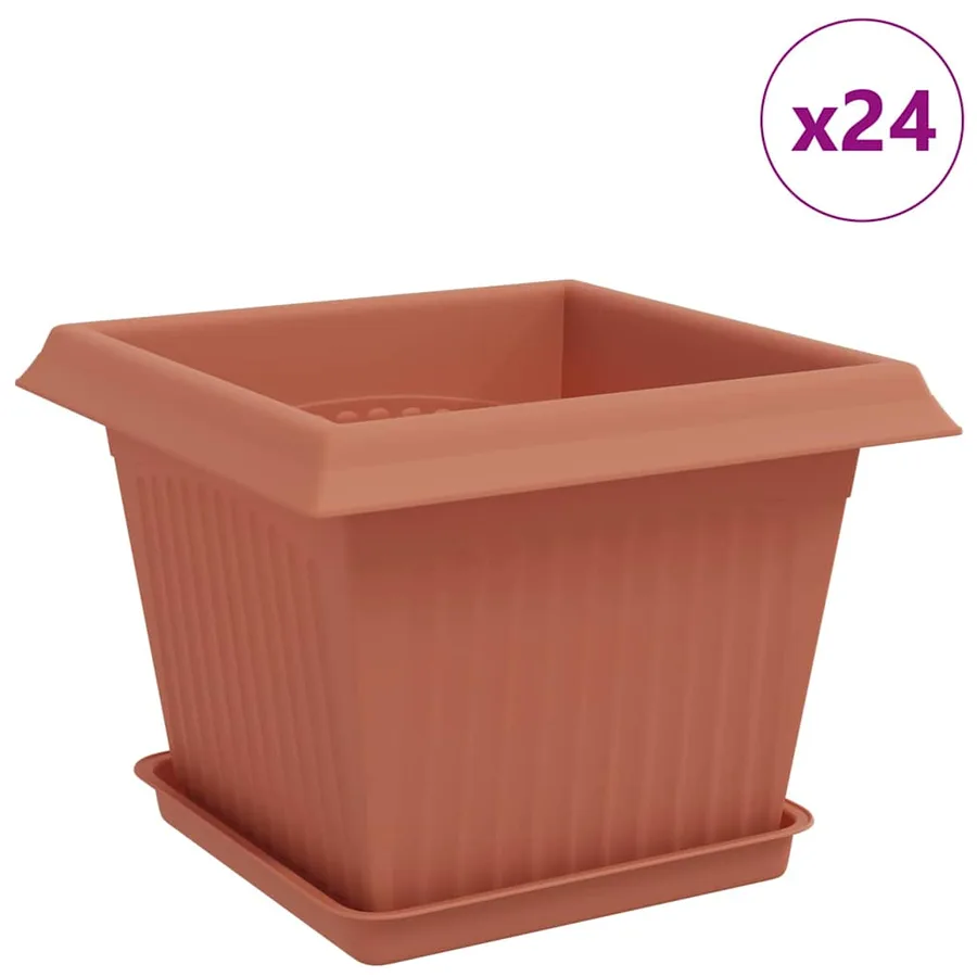 Pots de plantes 24 pcs Rouge brique 23 x 23 x 17,5 cm Plastique - 2