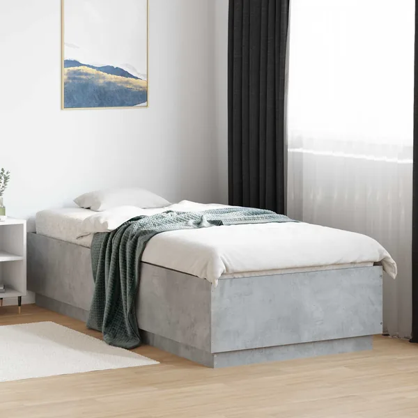 Cadre de lit avec LED Gris béton 80 x 200 cm Bois d'ingénierie