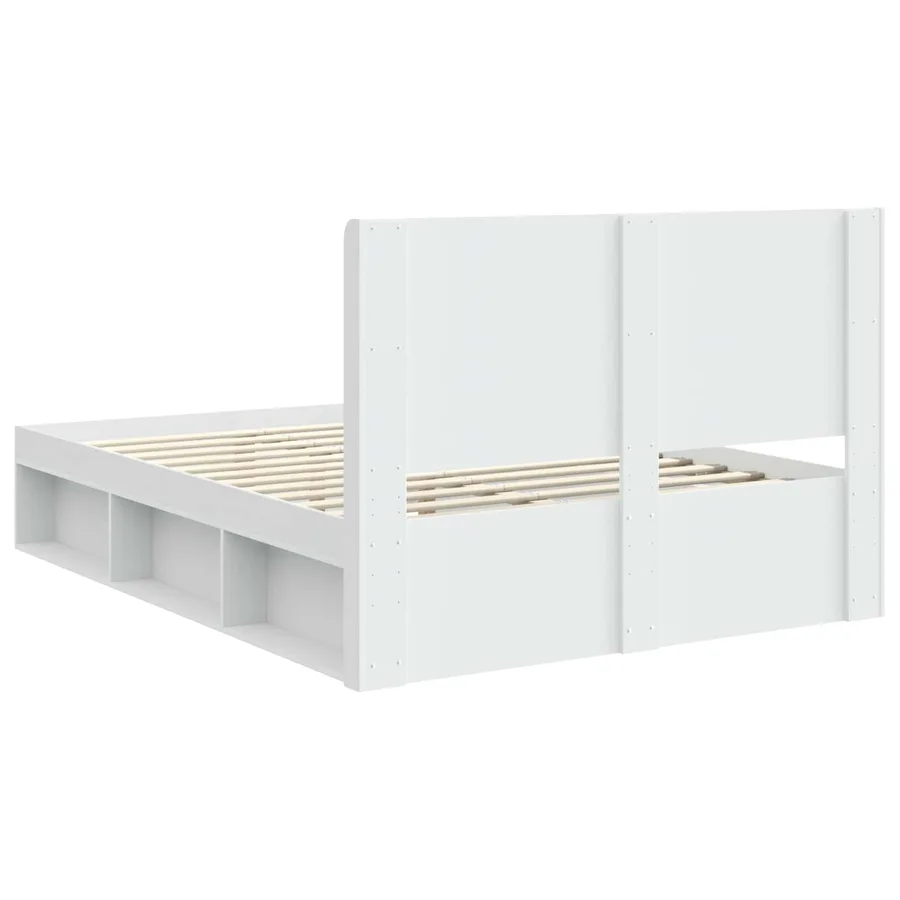 Cadre de lit avec rangement et tête de lit Blanc 120 x 190 cm - 7