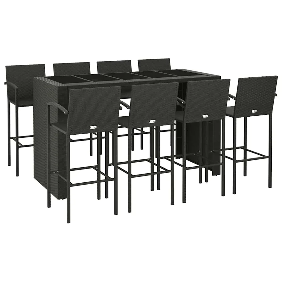 Ensemble de bar de jardin 9 pcs noir résine tressée - 3