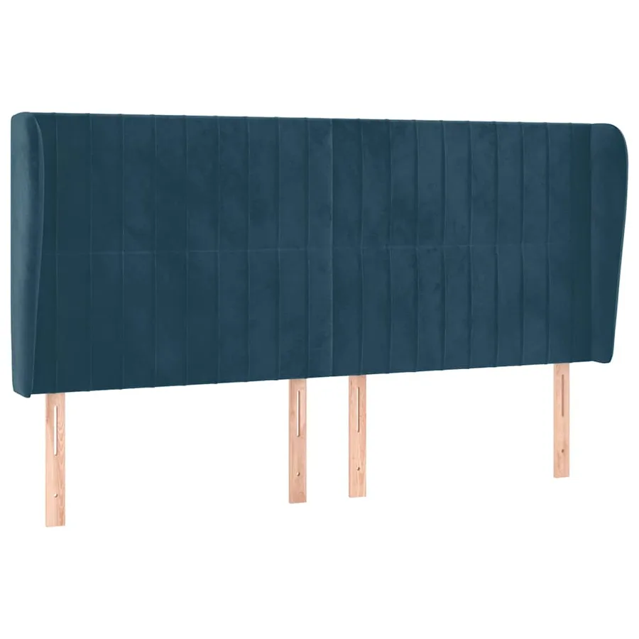 Tête de lit avec oreilles Bleu foncé 163x23x118/128 cm Velours - 2