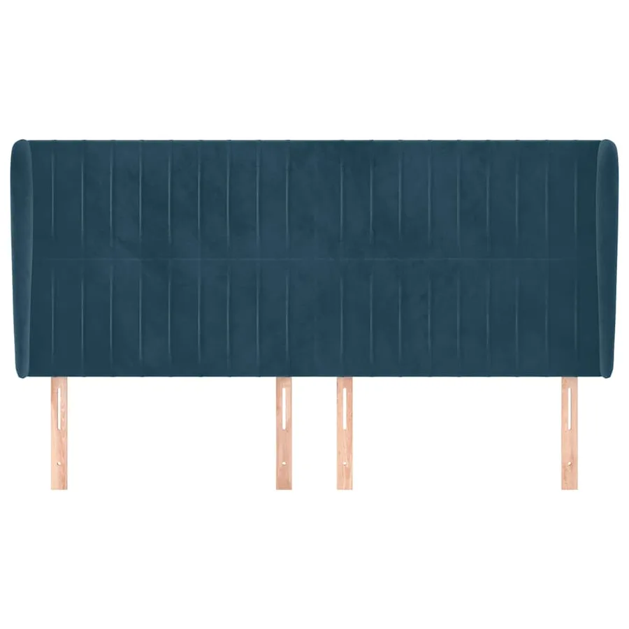 Tête de lit avec oreilles Bleu foncé 163x23x118/128 cm Velours - 3
