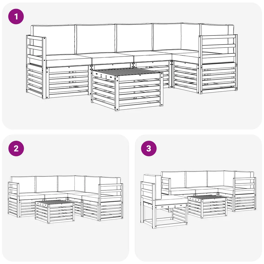 Ensemble de canapés d'extérieur 6 pcs Blanc et anthracite - 7