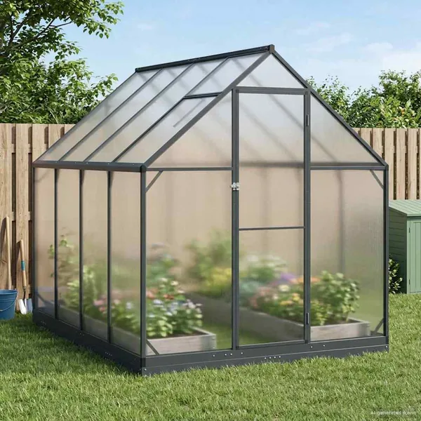 Serre de jardin avec porte Anthracite 183,5 x 243,5 x 207 cm