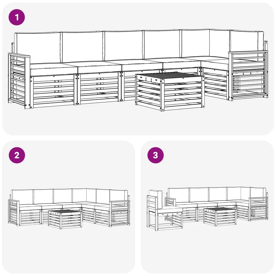 Ensemble de canapés d'extérieur 7 pcs Blanc et anthracite - 7