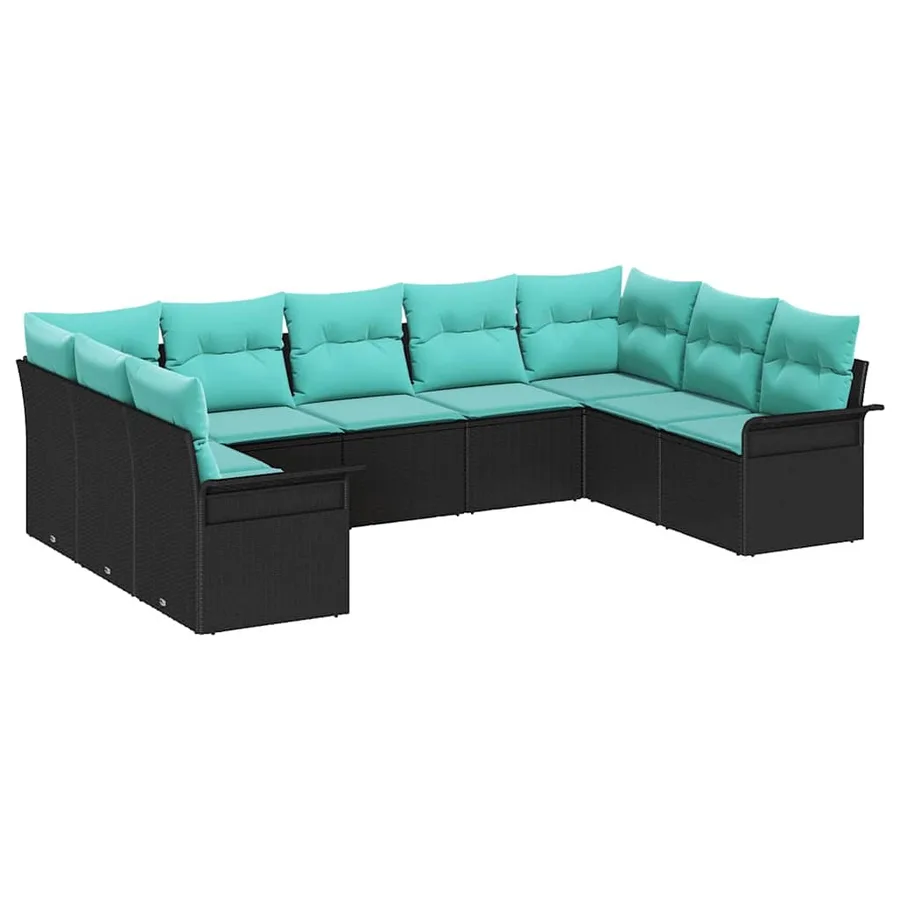Ensemble de canapé de jardin avec stockage 9 pcs Noir polyrotin - 2