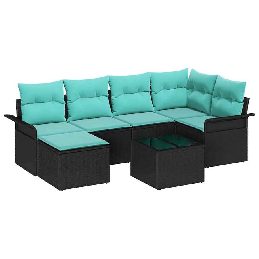 Ensemble de canapé de jardin avec stockage 7 pcs Noir polyrotin - 2