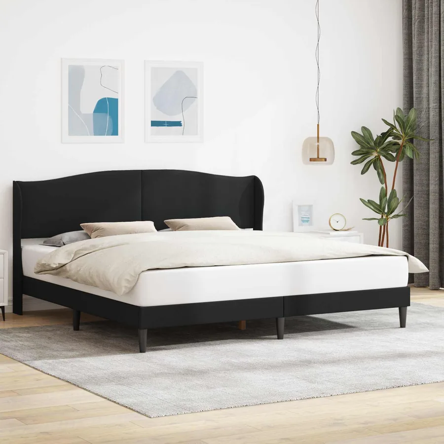 Cadre de lit avec tête de lit Noir 200 x 200 cm Simili cuir