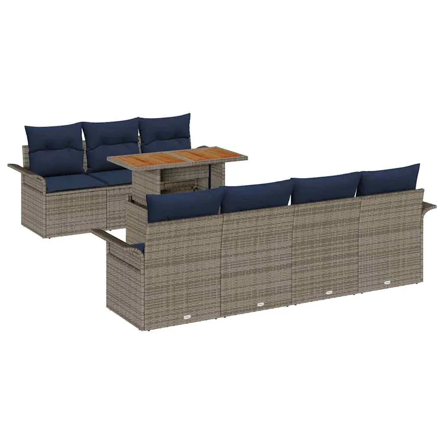Ensemble de canapé de jardin 8 pcs Gris Poly rotin - 2