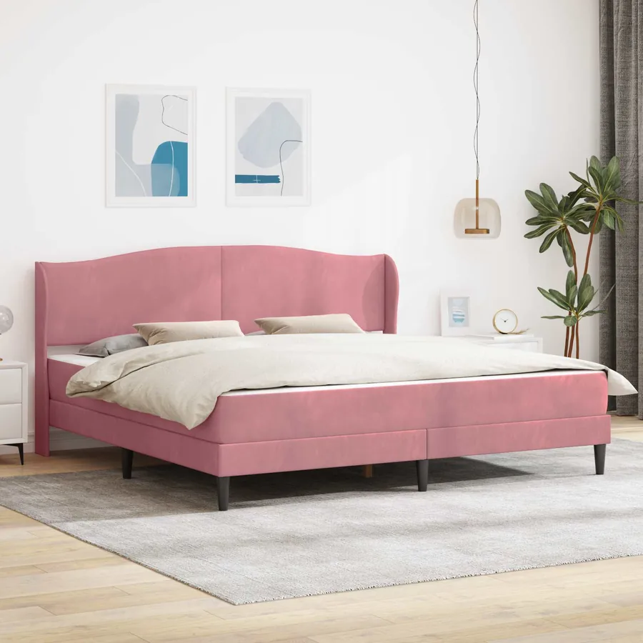 Cadre de lit avec tête de lit Rose 200 x 200 cm Velours