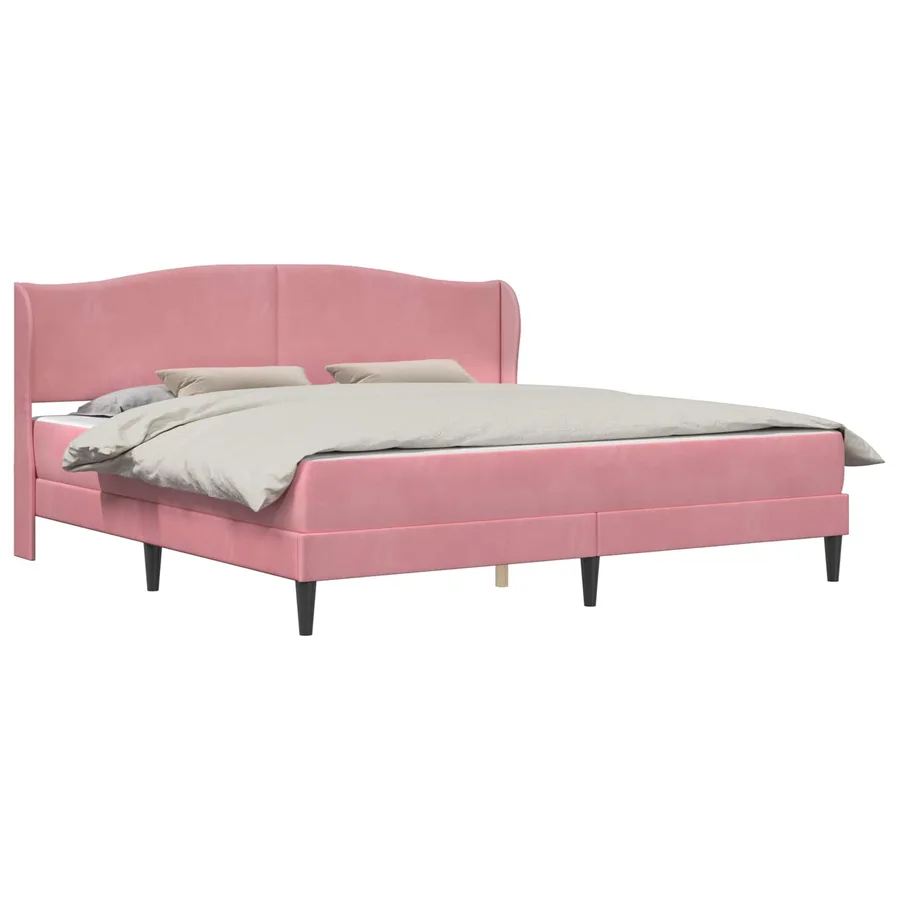 Cadre de lit avec tête de lit Rose 200 x 200 cm Velours - 2