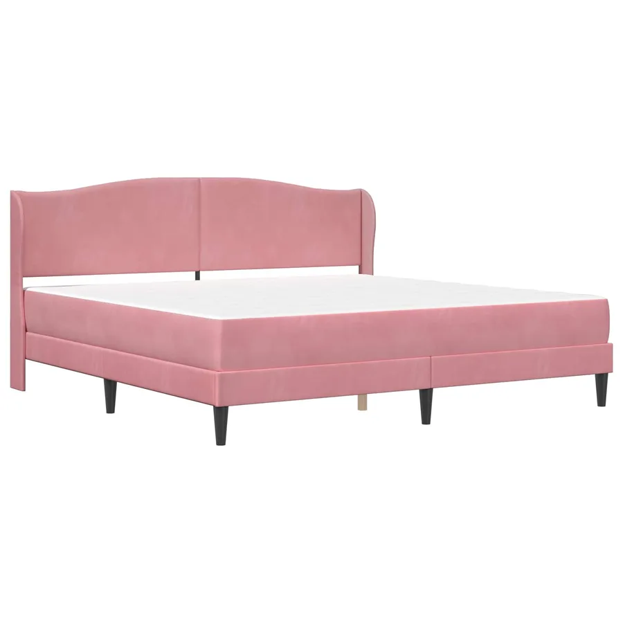 Cadre de lit avec tête de lit Rose 200 x 200 cm Velours - 3