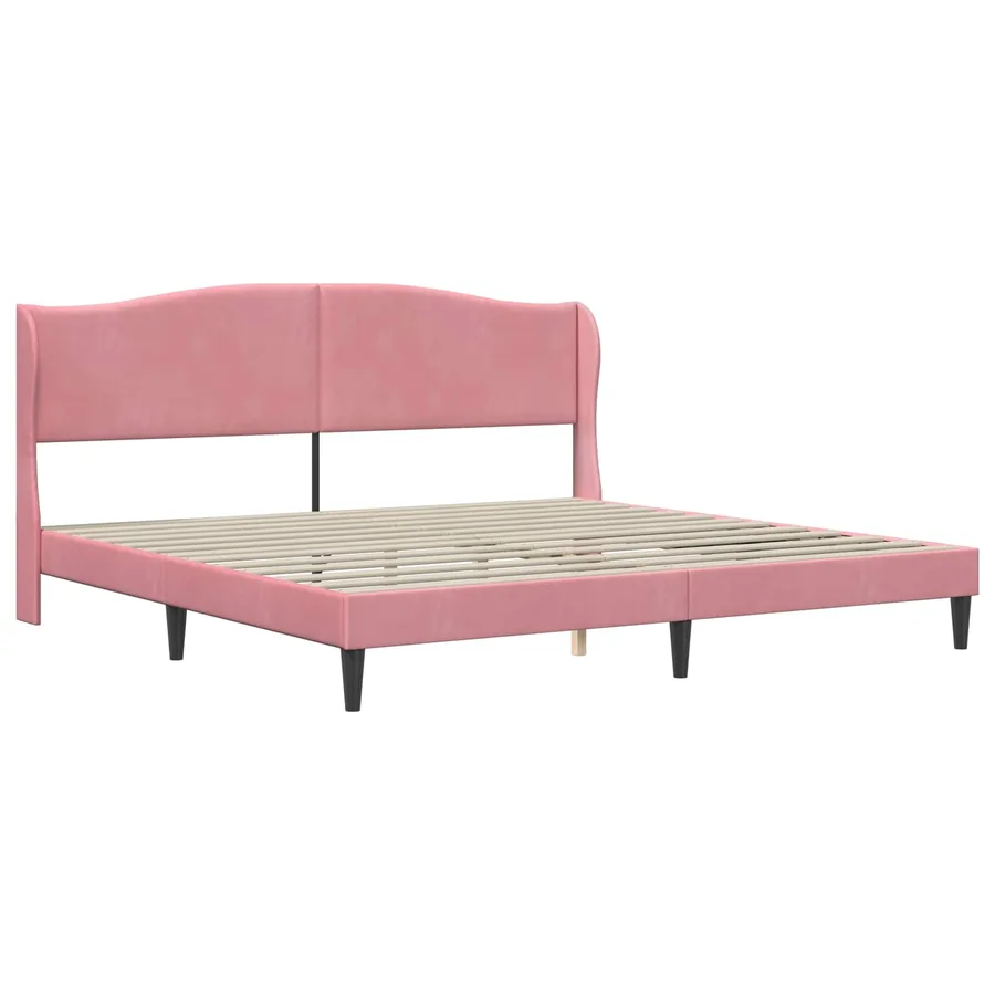 Cadre de lit avec tête de lit Rose 200 x 200 cm Velours - 4