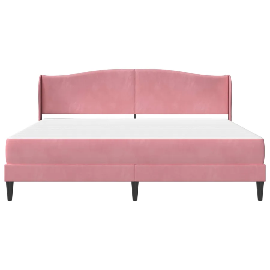Cadre de lit avec tête de lit Rose 200 x 200 cm Velours - 6