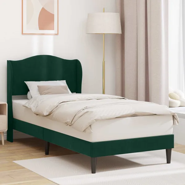 Cadre de lit avec tête de lit Vert foncé 100 x 200 cm Velours
