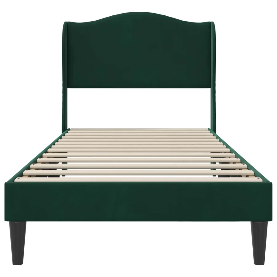 Cadre de lit avec tête de lit Vert foncé 100 x 200 cm Velours - 4