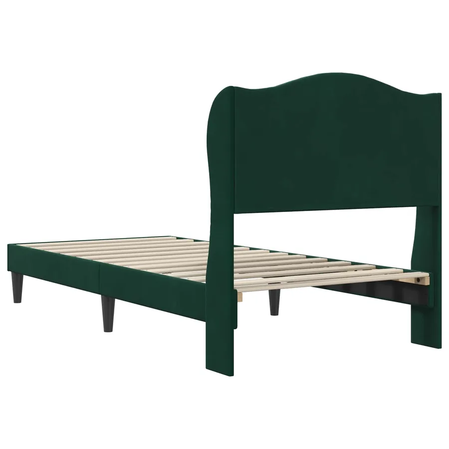 Cadre de lit avec tête de lit Vert foncé 100 x 200 cm Velours - 6
