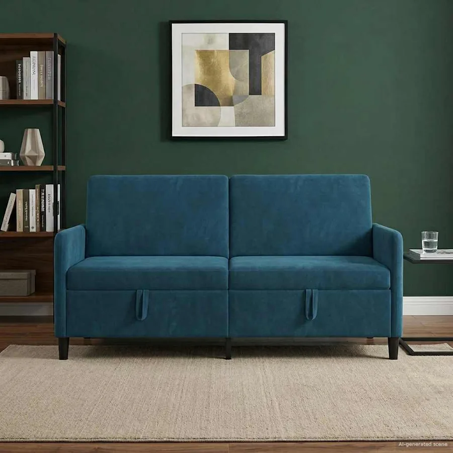 Sofa avec rangement Bleu 172 x 78 x 87 cm Polyester