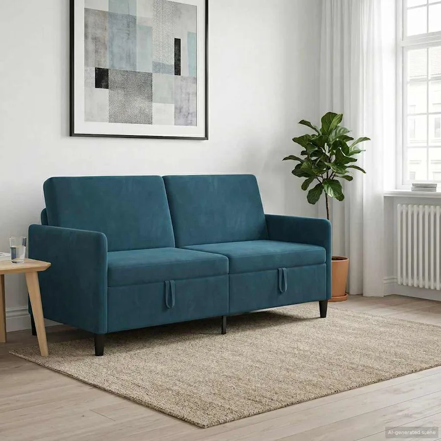 Sofa avec rangement Bleu 172 x 78 x 87 cm Polyester - 3