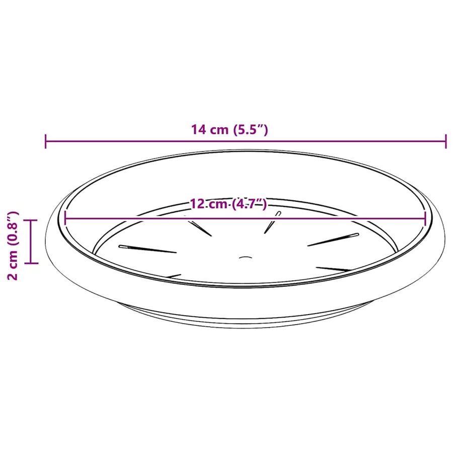 Plateau à fleurs rond 6 pcs Noir Ø 14 x 2 cm Plastique - 10