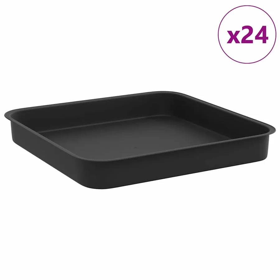 Plateau carré à fleurs 24 pcs Noir 15 x 15 x 2 cm Plastique - 2