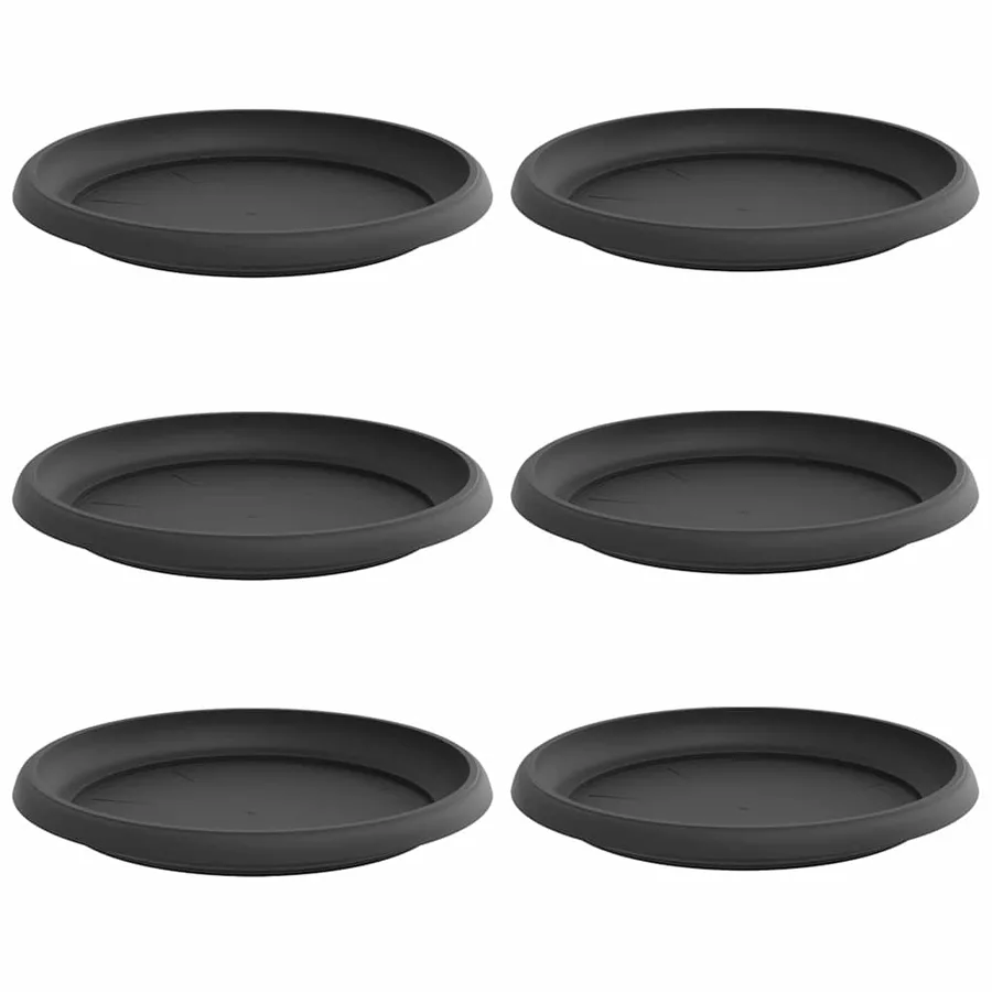Plateau à fleurs rond 6 pcs Noir Ø 14 x 2 cm Plastique - 2