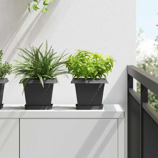 Pots de plantes 24 pcs Noir 20 x 20 x 16 cm Plastique