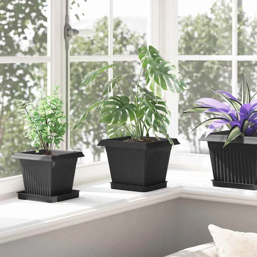 Pots de plantes 24 pcs Noir 20 x 20 x 16 cm Plastique - 4
