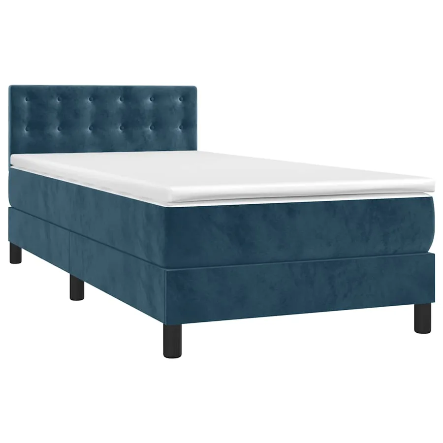 Sommier à lattes de lit avec matelas et LED Bleu foncé 90x200cm - 3