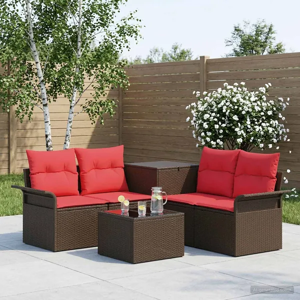 Ensemble de Canapés 6 pcs 4-Nombre de places Marron et rouge