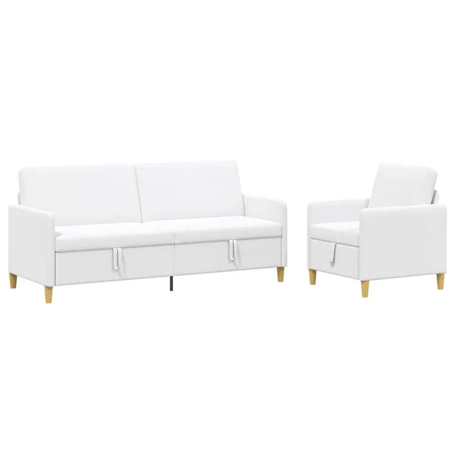 Canapé avec rangement 2 pcs Blanc Polyester - 2