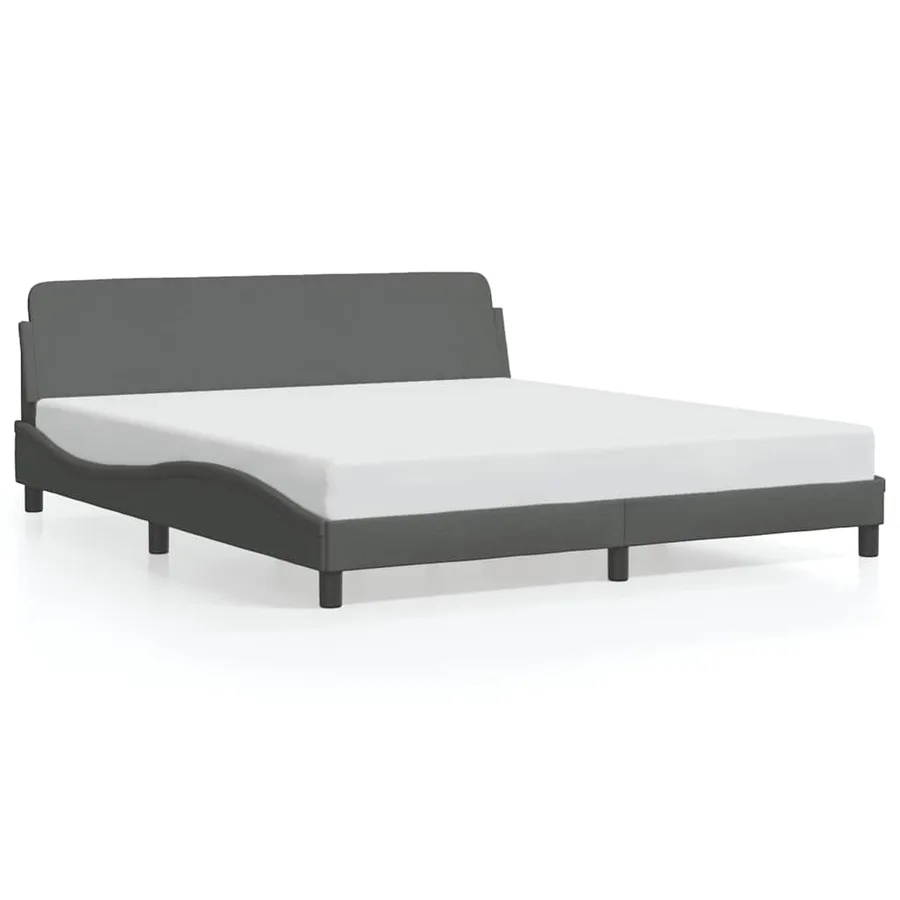 Cadre de lit Dover gris foncé 183x213 cm tissu - 2