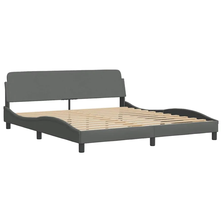 Cadre de lit Dover gris foncé 183x213 cm tissu - 3