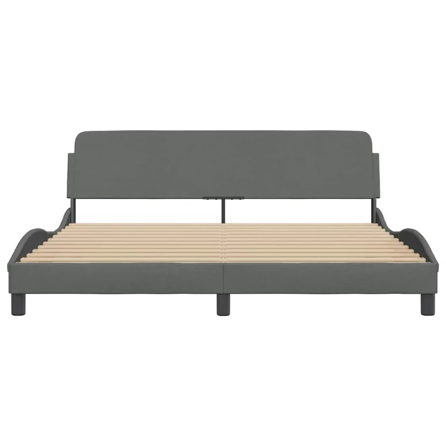 Cadre de lit Dover gris foncé 183x213 cm tissu - 4