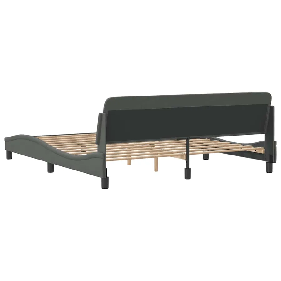 Cadre de lit Dover gris foncé 183x213 cm tissu - 6