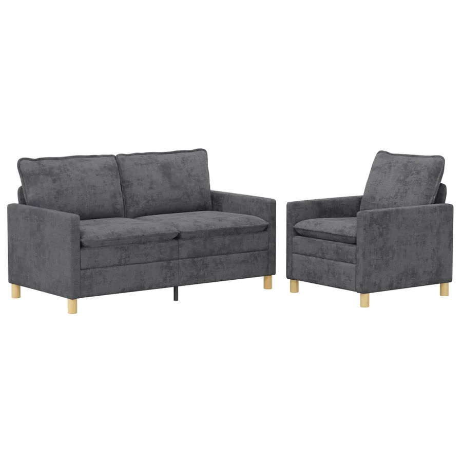 Ensemble de Canapés 2 pcs Gris foncé Polyester - 2
