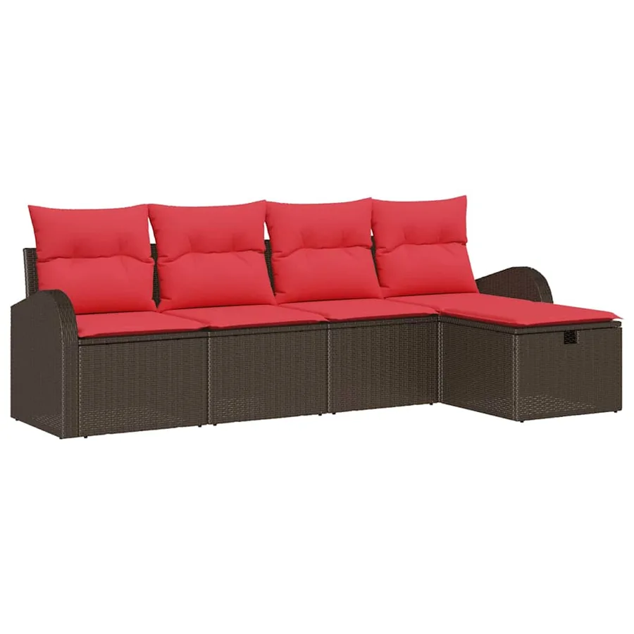 Ensemble de Canapés 5 pcs Marron et rouge polyrotin - 2