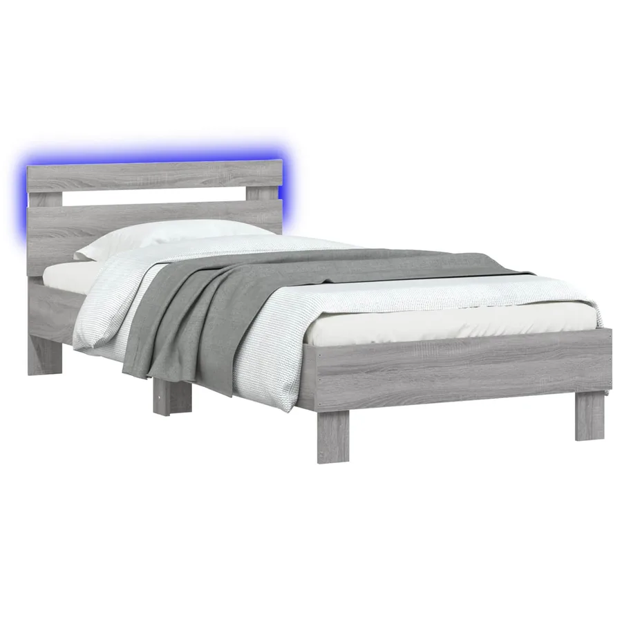 Cadre de lit avec LED Sonoma gris 80 x 200 cm Bois d'ingénierie - 2